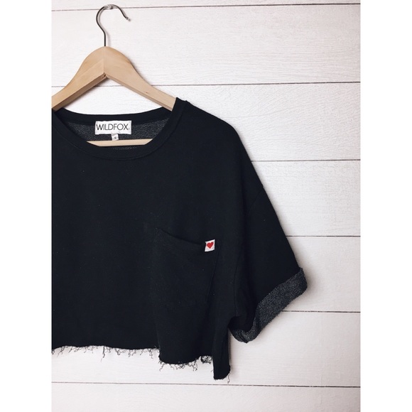 WILDFOX | Black Cropped Heart Sweatshirt SAMPLE - Picture 2 of 6